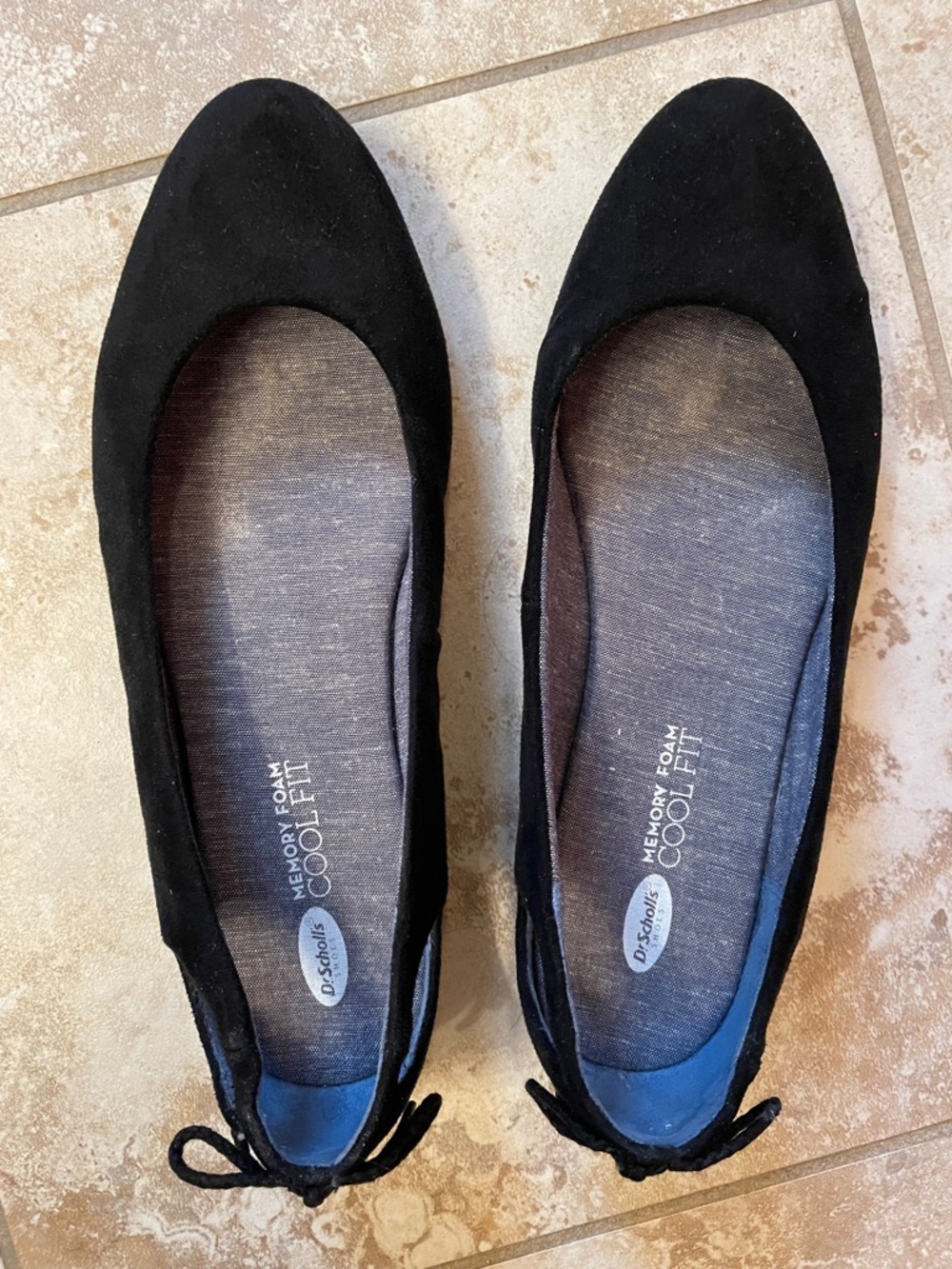 Dr. Scholl's Black Suede-Look Memory Foam Ballet Flats